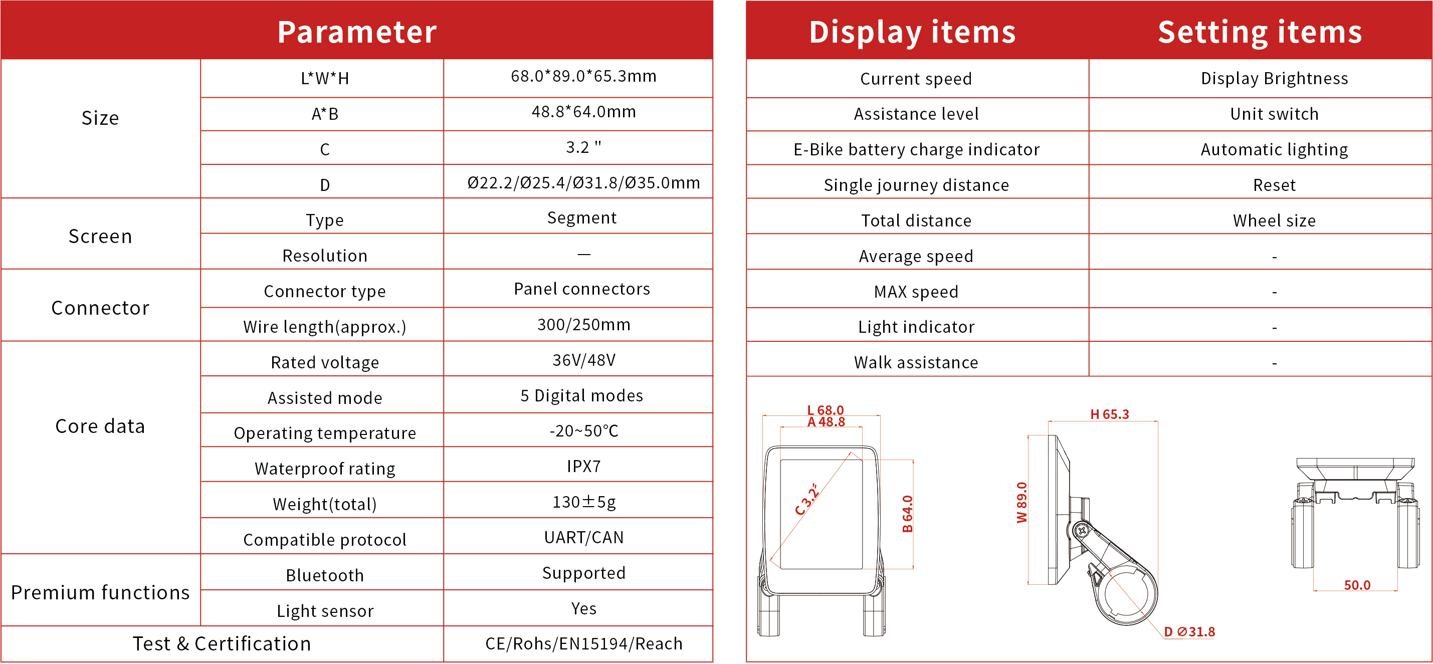 3.2 inch E-bike LCD Display[M1]